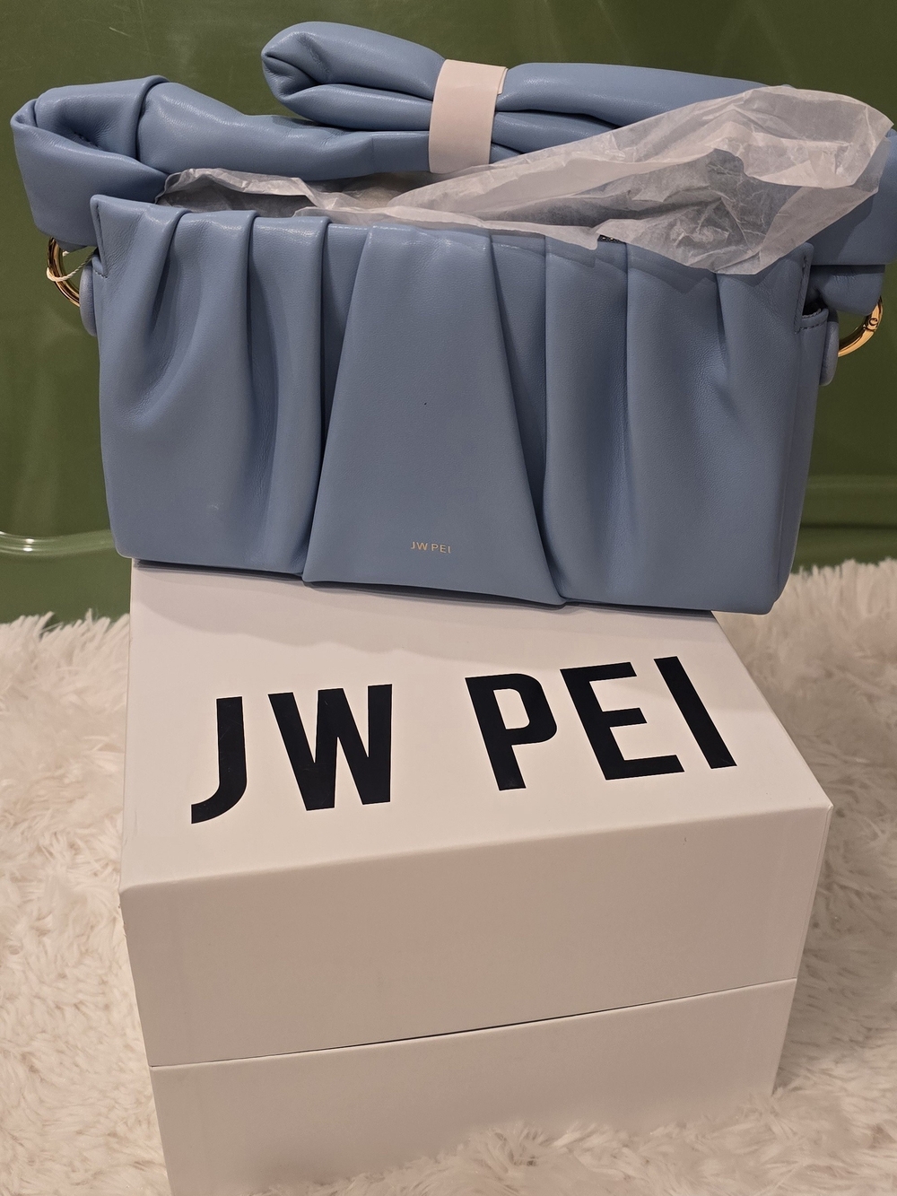 JW PEI Light Blue Pleated Shoulder Bag